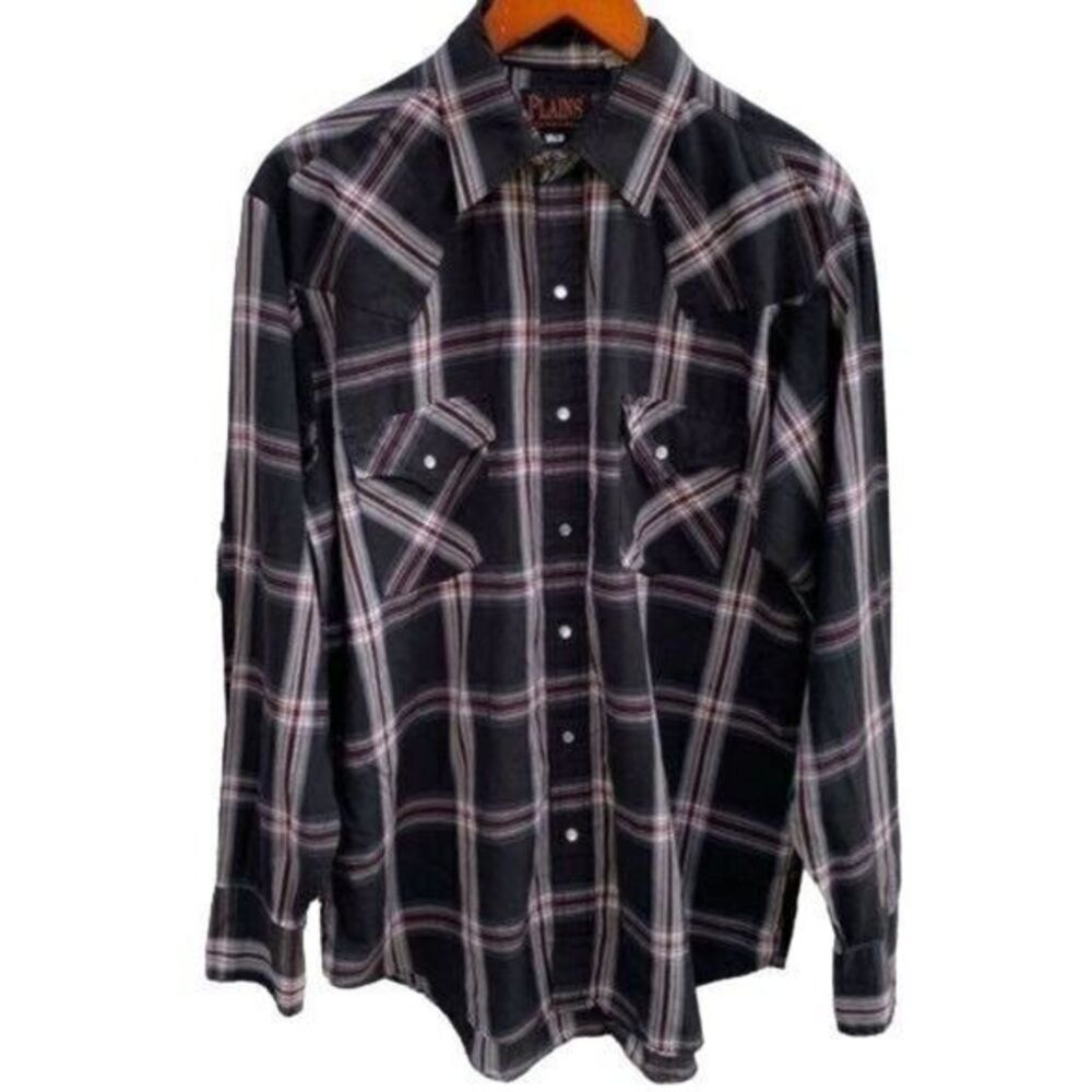 Vintage Plains Men’s Western Wear Pearl Snap Button Up